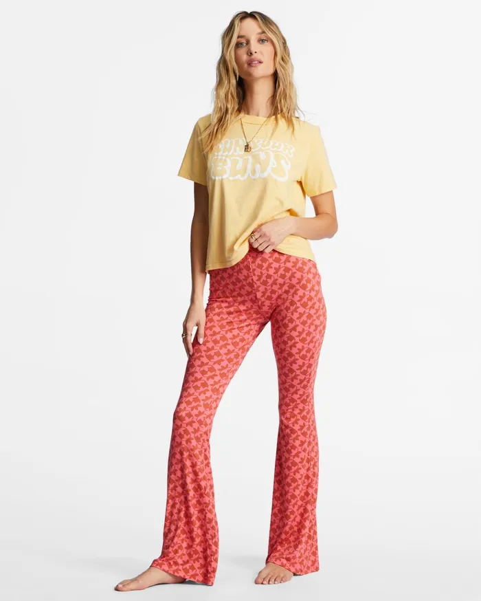 Billabong Sundown HighWaisted Flared Pants Coral Crush Women Pants