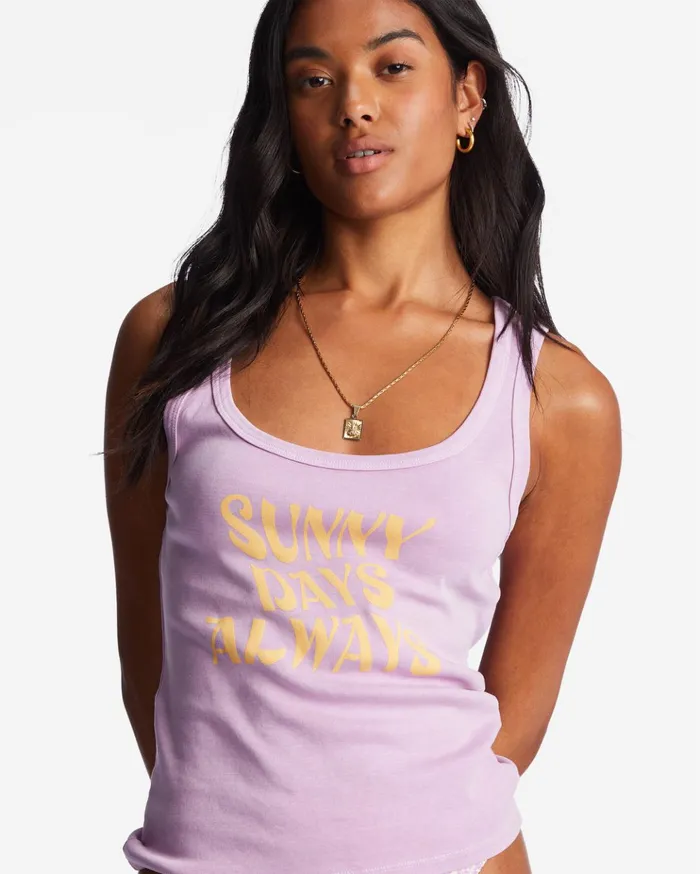 Billabong Sunny Days Tank Top Lilac Dream Women Graphic Tees and Tanks Billabong Sunny Days Tank Top Lilac Dream Women Graphic Tees and Tanks