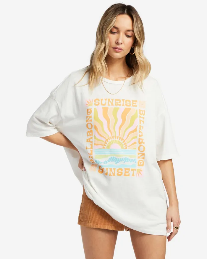 Billabong Sunrise To Sunset Oversized TShirt Salt Crystal Women Graphic Tees and Tanks Billabong Sunrise To Sunset Oversized TShirt Salt Crystal Women Graphic Tees and Tanks