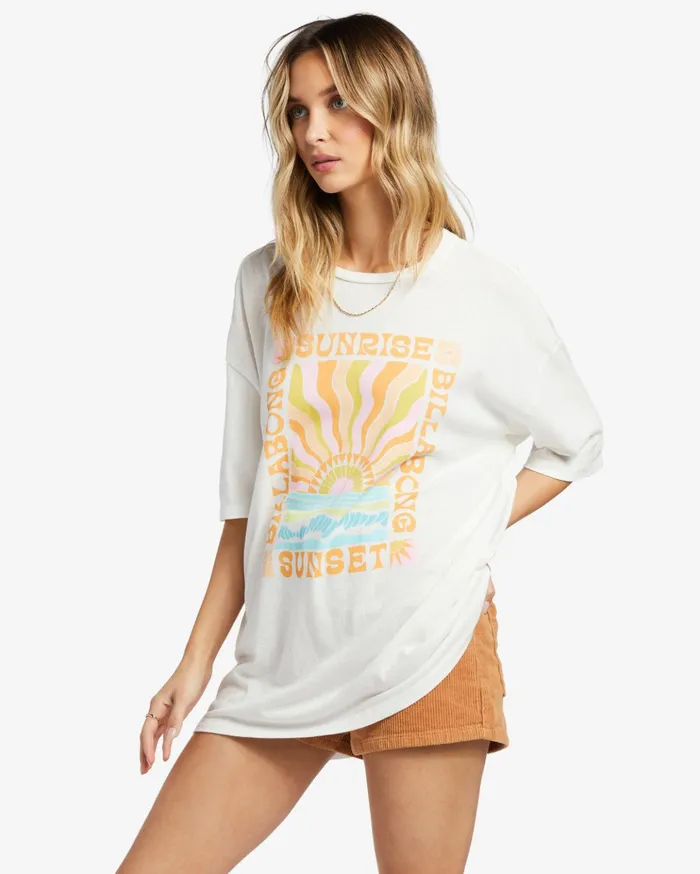 Billabong Sunrise To Sunset Oversized TShirt Salt Crystal Women Graphic Tees and Tanks Billabong Sunrise To Sunset Oversized TShirt Salt Crystal Women Graphic Tees and Tanks