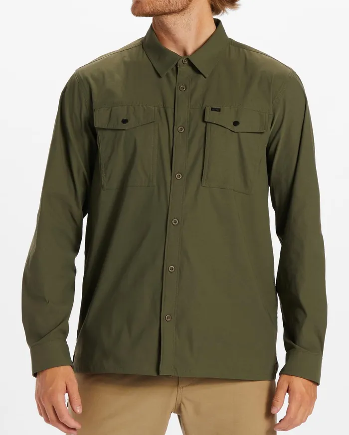 Billabong Surftrek Tech Long Sleeve Shirt Military Men Shirts