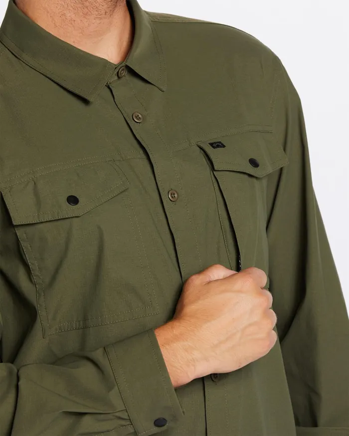 Billabong Surftrek Tech Long Sleeve Shirt Military Men Shirts Billabong Surftrek Tech Long Sleeve Shirt Military Men Shirts
