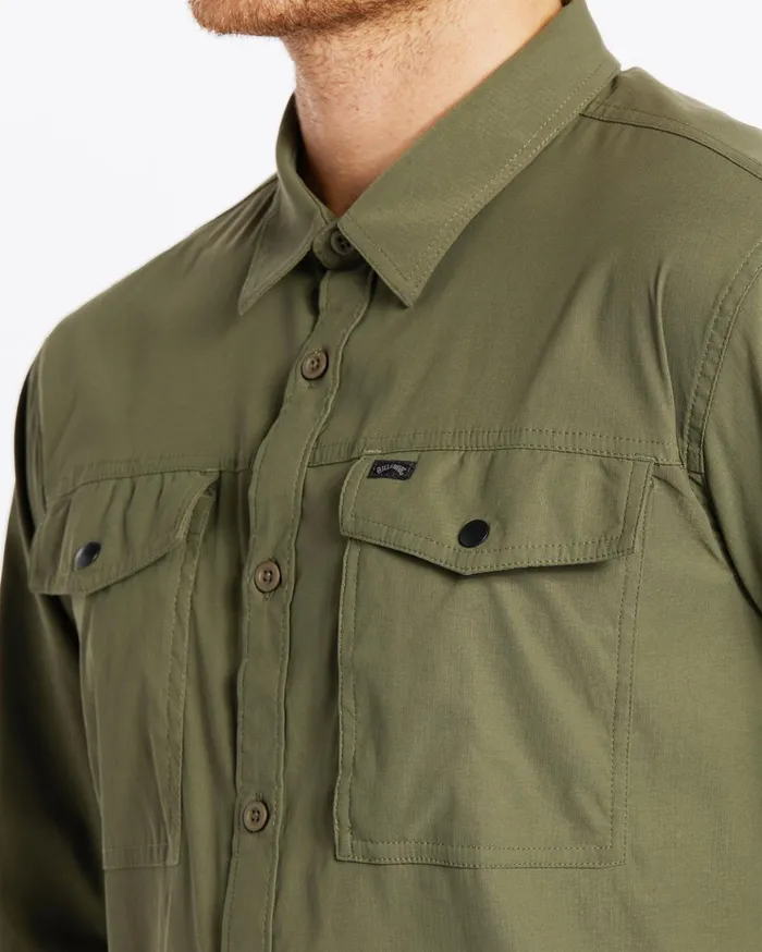 Billabong Surftrek Tech Long Sleeve Shirt Military Men Shirts Billabong Surftrek Tech Long Sleeve Shirt Military Men Shirts