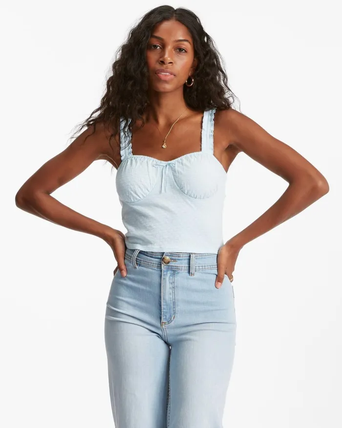 Billabong Sweet Summer Knit Tank Top Morning Sky Women Tops