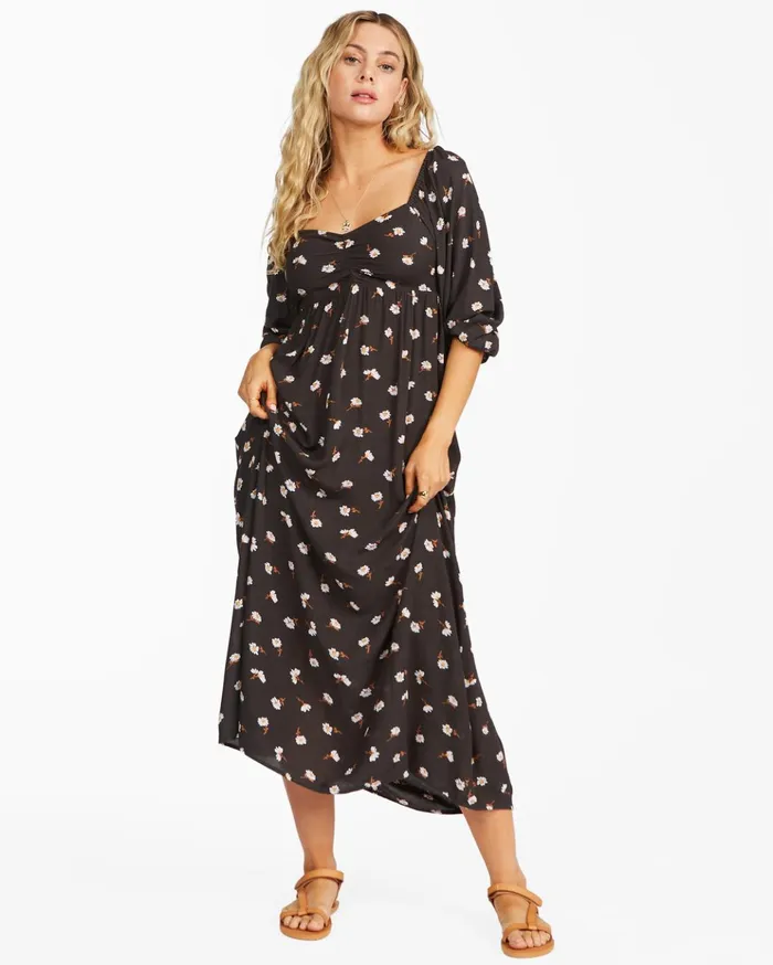 Billabong Swept Away Midi Dress Off Black Women Dresses