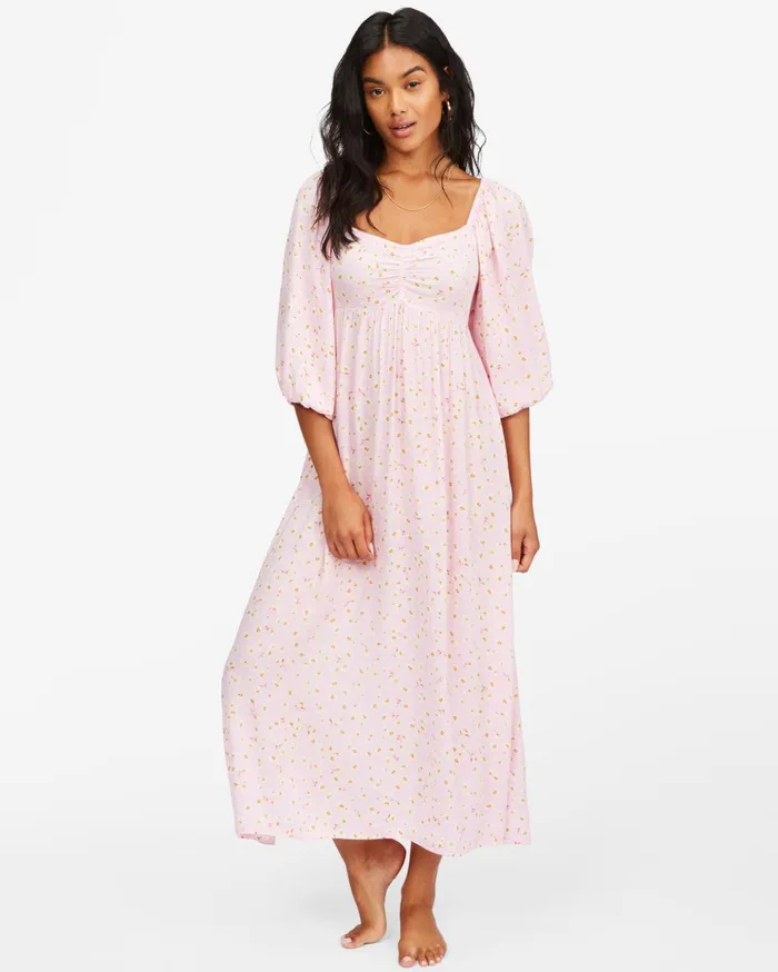 Billabong Swept Away Midi Dress Pink Lady Women Dresses