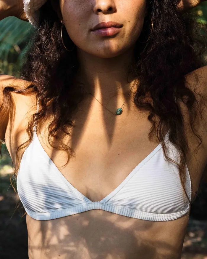 Billabong Tanlines Ceci Triangle Bikini Top White Women Bikinis