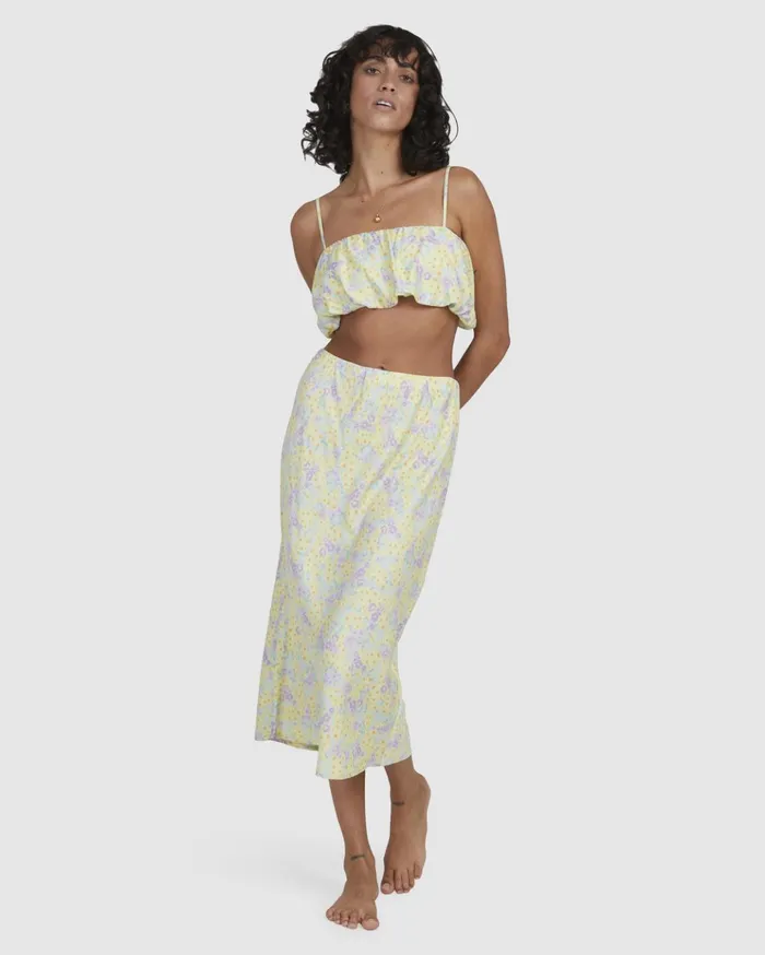 Billabong Tempest Floral Crop Top Lemon Lime Women Tops Billabong Tempest Floral Crop Top Lemon Lime Women Tops