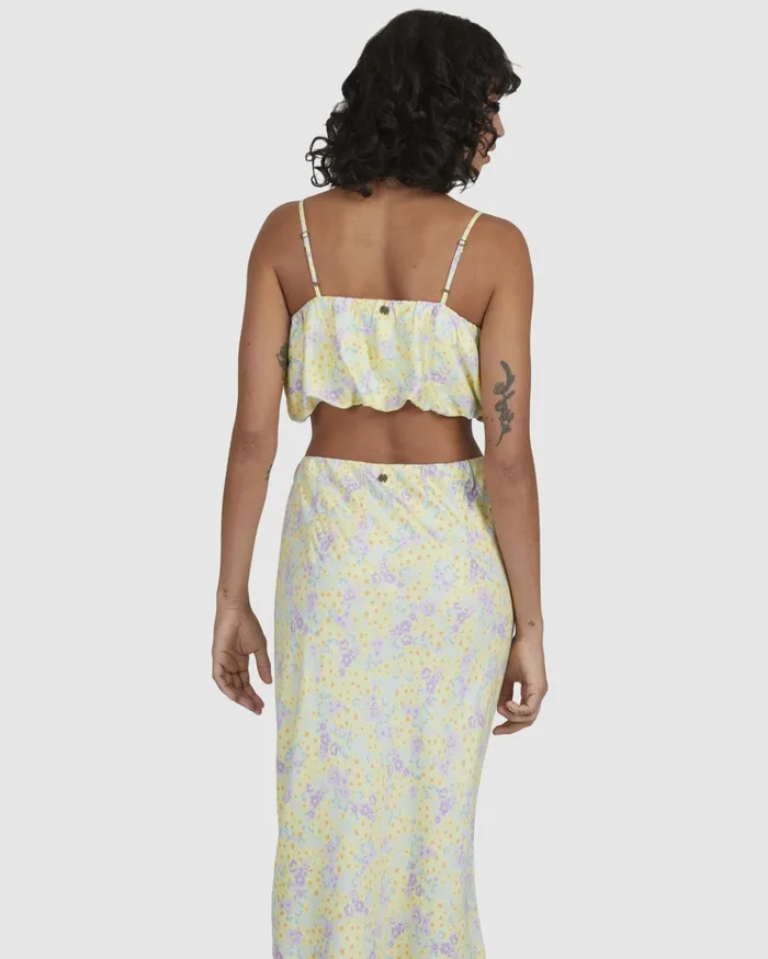 Billabong Tempest Floral Crop Top Lemon Lime Women Tops Billabong Tempest Floral Crop Top Lemon Lime Women Tops