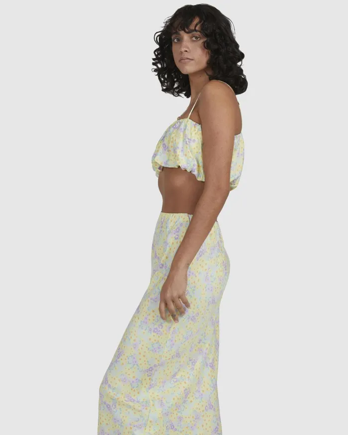Billabong Tempest Floral Crop Top Lemon Lime Women Tops Billabong Tempest Floral Crop Top Lemon Lime Women Tops