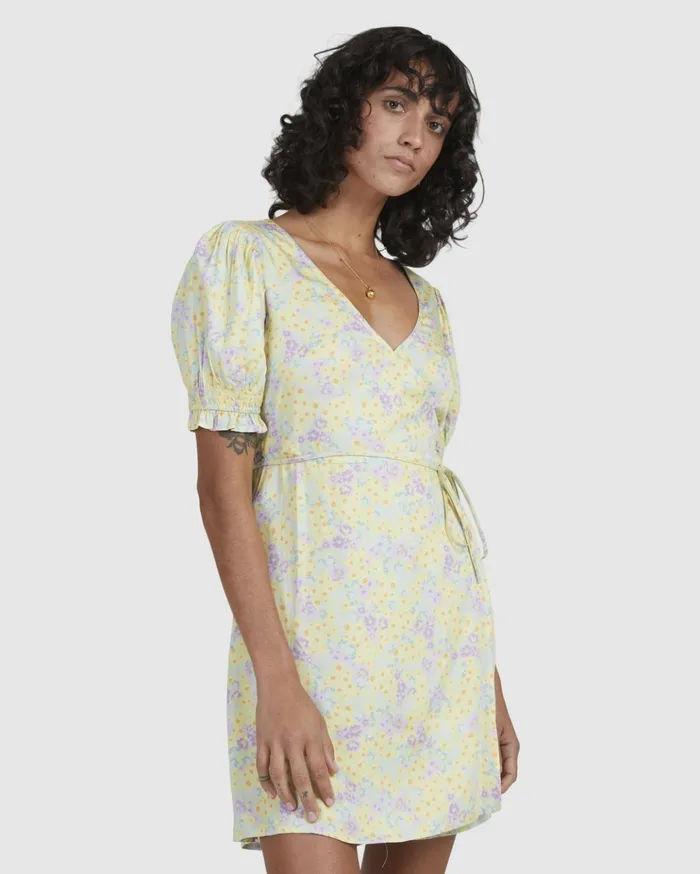 Billabong Tempest Wrap Dress Lemon Lime Women Dresses