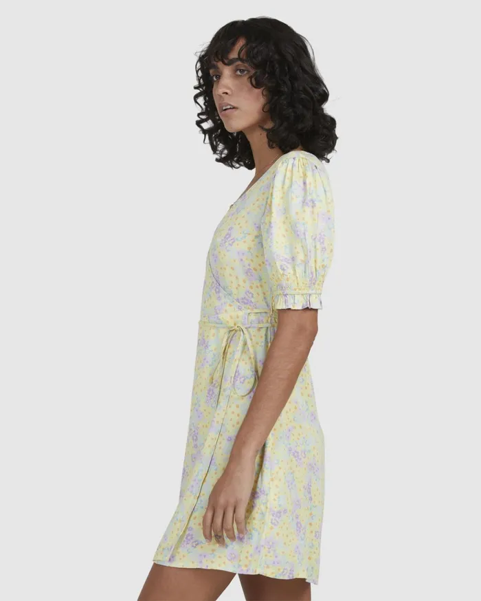 Billabong Tempest Wrap Dress Lemon Lime Women Dresses Billabong Tempest Wrap Dress Lemon Lime Women Dresses