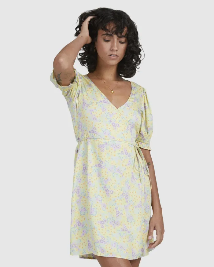 Billabong Tempest Wrap Dress Lemon Lime Women Dresses Billabong Tempest Wrap Dress Lemon Lime Women Dresses