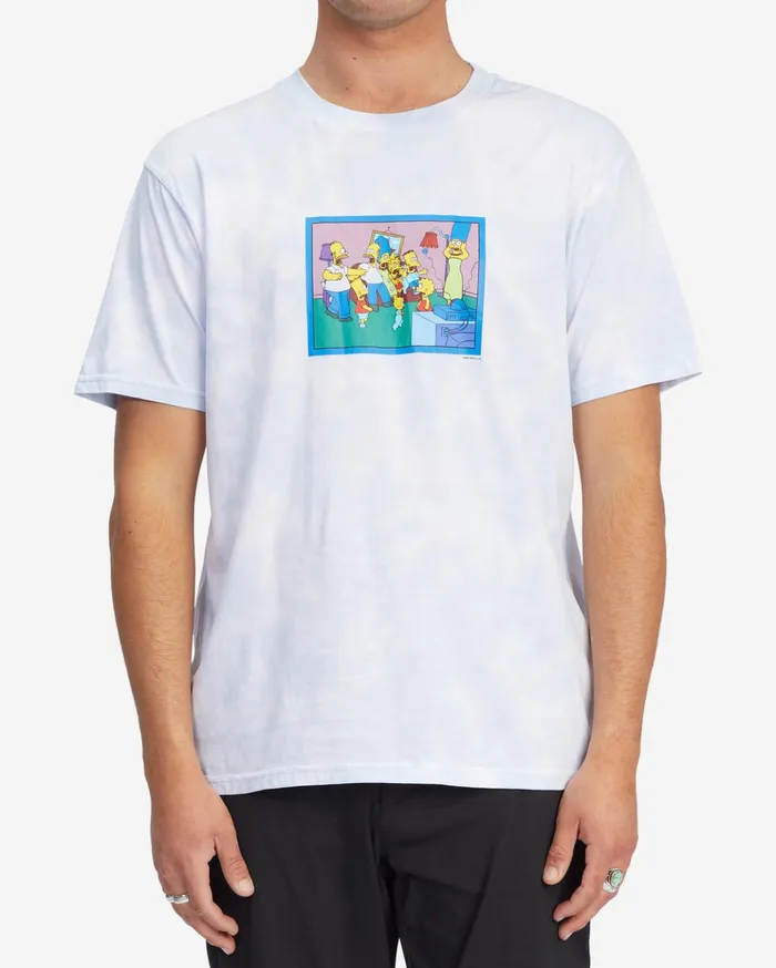 Billabong The Simpsons Couch Gag TieDye Organic Short Sleeve TShirt White Men TShirts