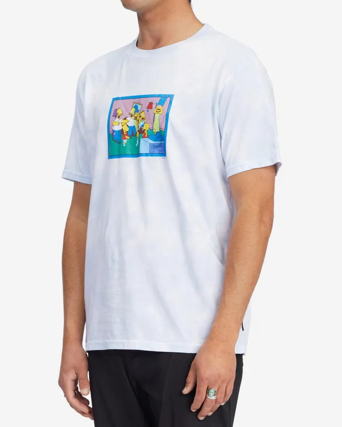 Billabong The Simpsons Couch Gag TieDye Organic Short Sleeve TShirt White Men TShirts