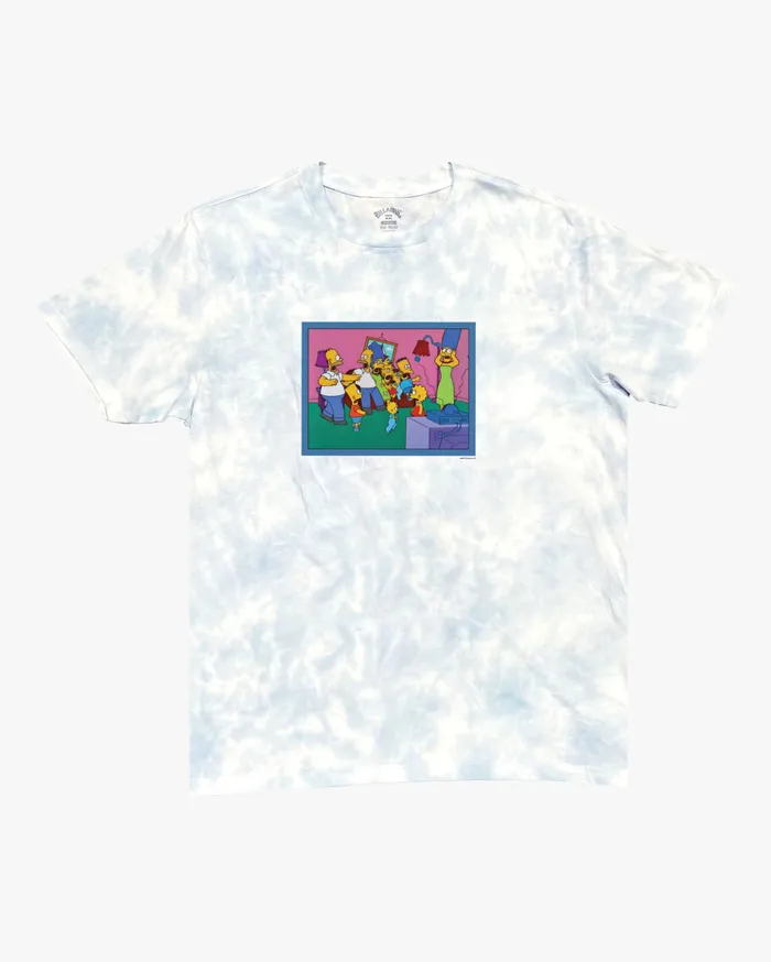 Billabong The Simpsons Couch Gag TieDye Organic Short Sleeve TShirt White Men TShirts