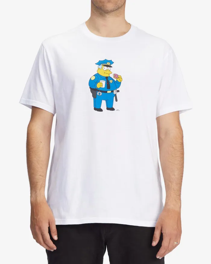 Billabong The Simpsons Wiggum Donut Organic Short Sleeve TShirt White Men TShirts