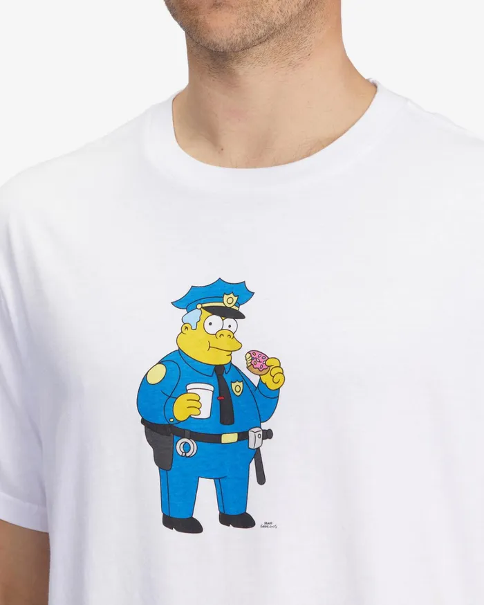 Billabong The Simpsons Wiggum Donut Organic Short Sleeve TShirt White Men TShirts