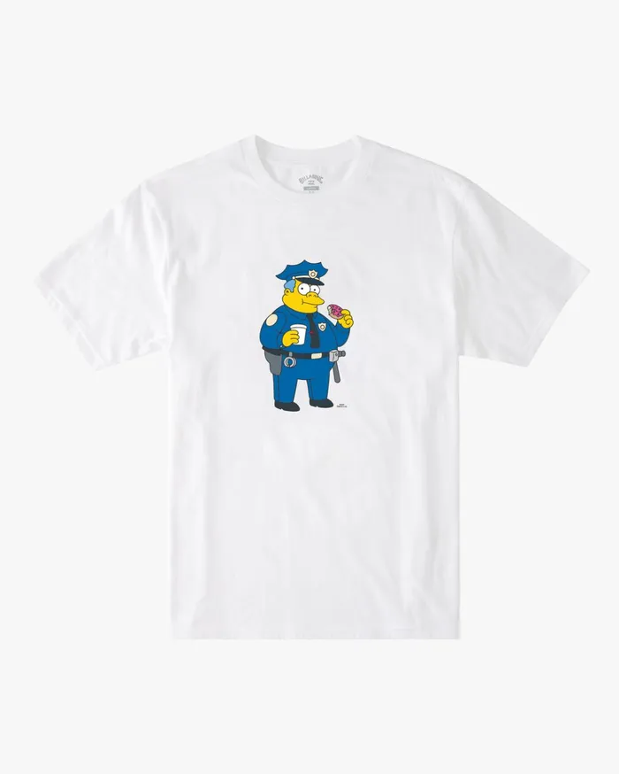 Billabong The Simpsons Wiggum Donut Organic Short Sleeve TShirt White Men TShirts