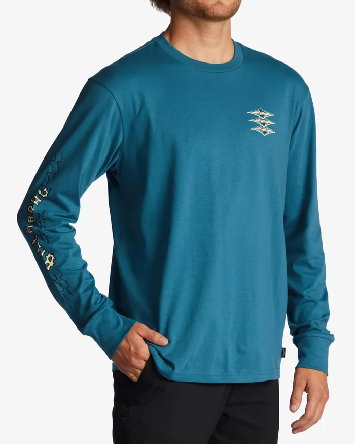Billabong Throw Back Long Sleeve TShirt Blue Lagoon Men TShirts Billabong Throw Back Long Sleeve TShirt Blue Lagoon Men TShirts