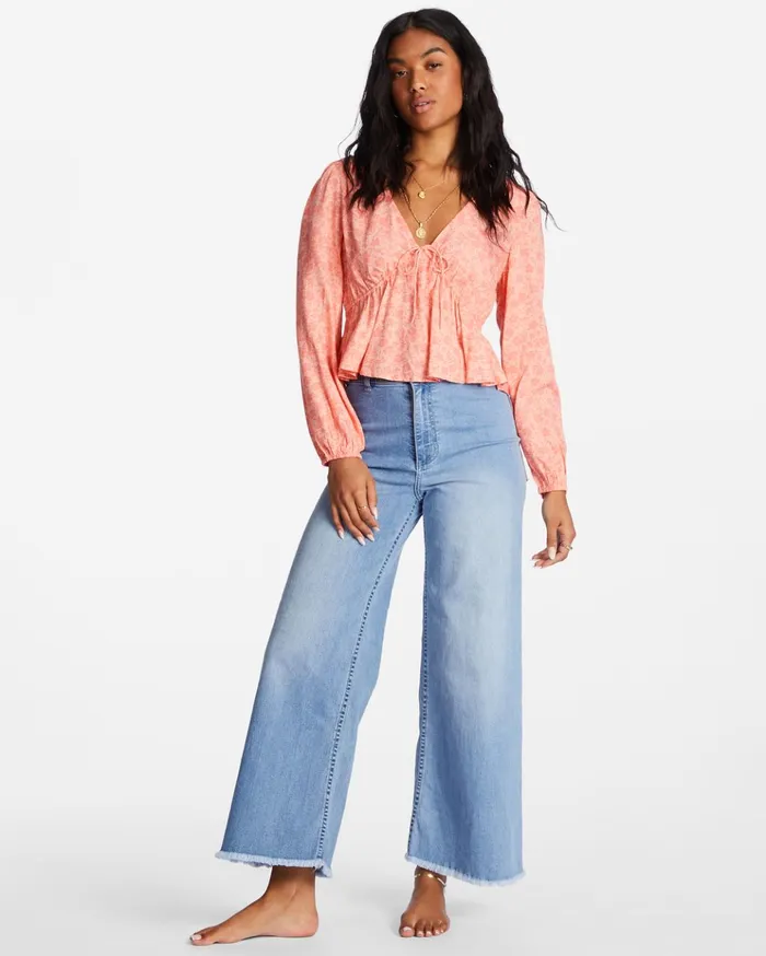 Billabong Time Goes By Long Sleeve Crop Top Lifes A Peach Women Tops Billabong Time Goes By Long Sleeve Crop Top Lifes A Peach Women Tops