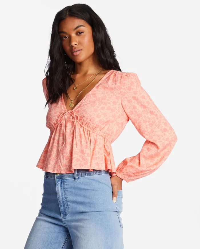 Billabong Time Goes By Long Sleeve Crop Top Lifes A Peach Women Tops Billabong Time Goes By Long Sleeve Crop Top Lifes A Peach Women Tops