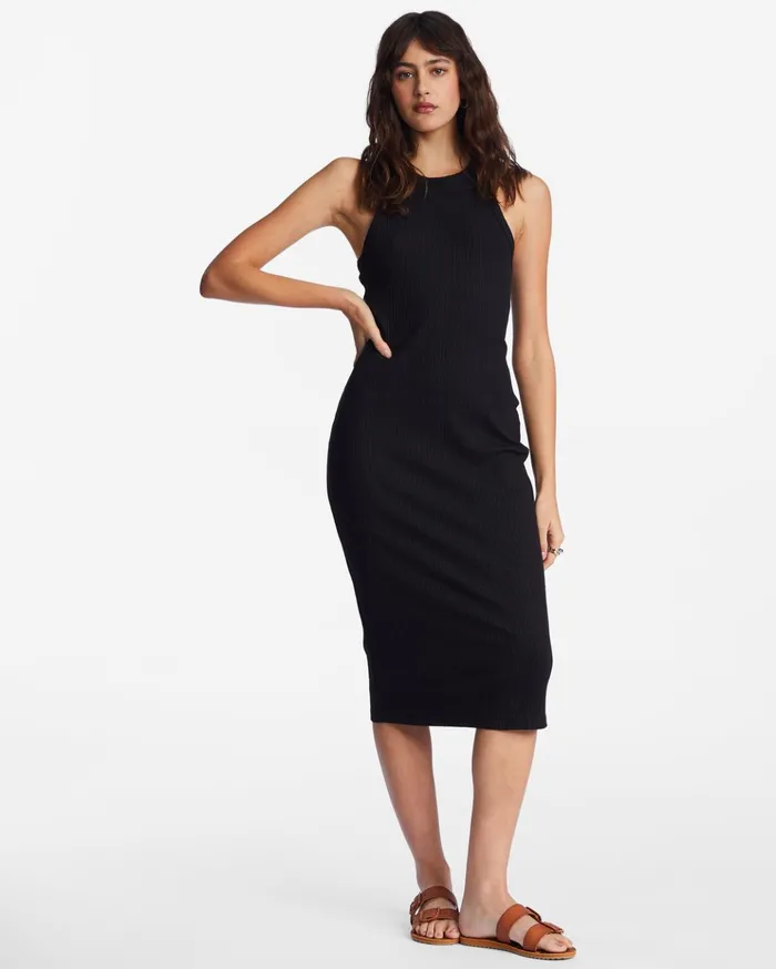 Billabong Tomboy Tank Midi Dress Black Pebble Women Dresses