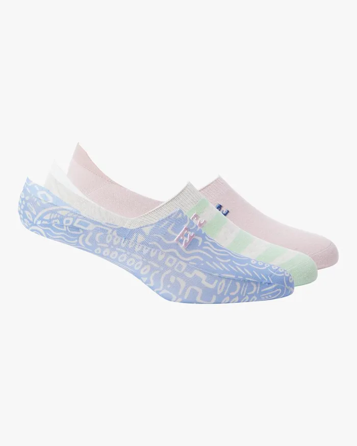 Billabong Totally Rad 3 Pack No Show Socks Blue Women Socks