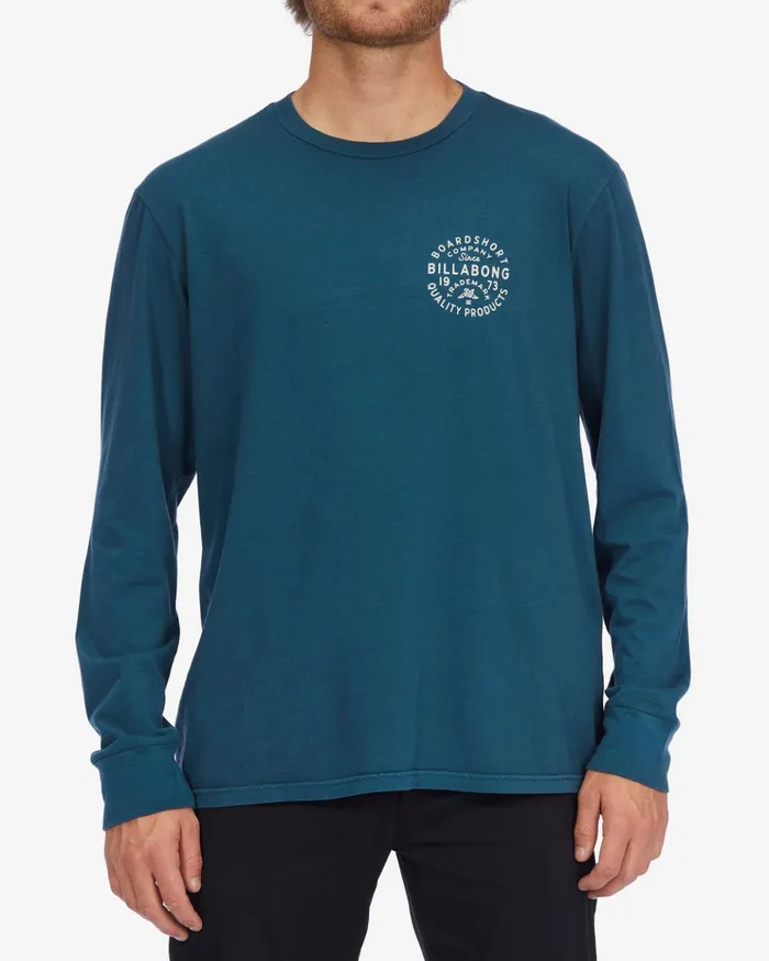 Billabong Union Wave Washed Long Sleeve TShirt Navy Men TShirts