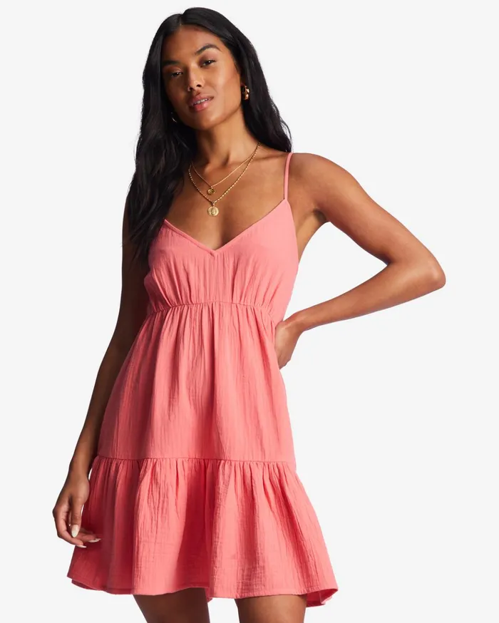 Billabong Wave After Wave Mini Dress Coral Crush Women Essentials