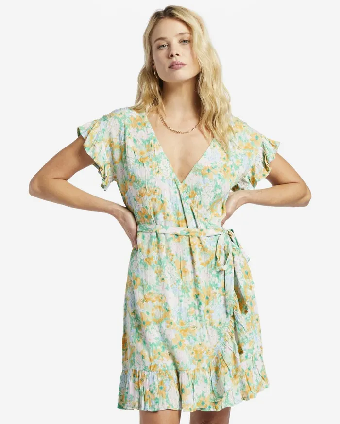 Billabong Wrap And Roll Woven Dress Green Women Dresses