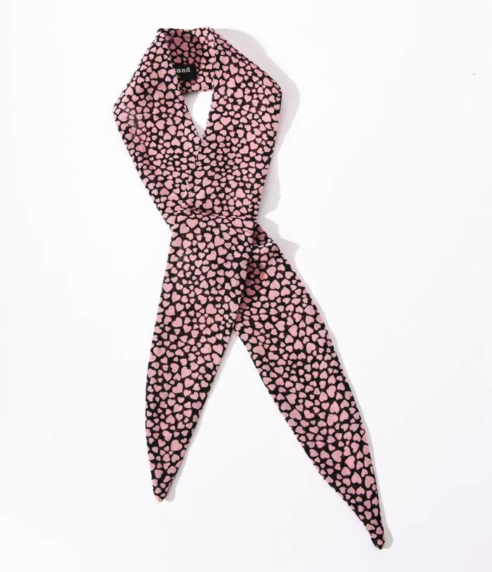 Black and Pink Hearts Hair Scarf Accessories Unique Vintage Gloves and Scarves Black and Pink Hearts Hair Scarf Accessories Unique Vintage Gloves and Scarves