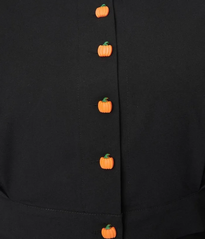 Black and Pumpkin Button Varsity Crop Cardigan ClothingHalloween Unique Vintage Sweaters and Cardigans