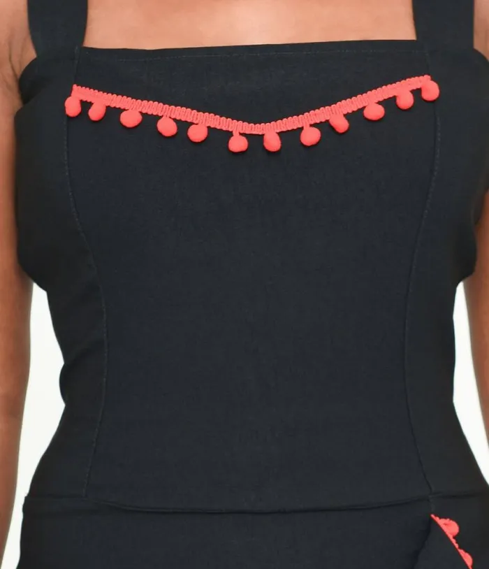 Black and Red Cayenne Wiggle Dress Dresses Unique Vintage Pencil