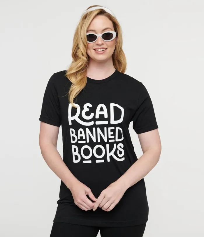 Black and White Read Banned Books Unisex Graphic Tee Clothing Unique Vintage Graphic Tees