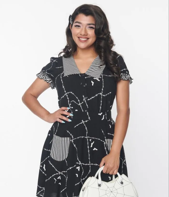 Black and White Stitches Blouse Halloween Unique Vintage Tops