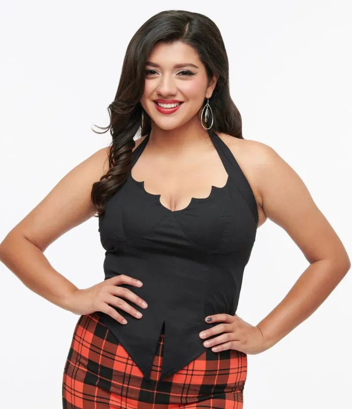 Black Bat Halter Top Halloween Unique Vintage Tops