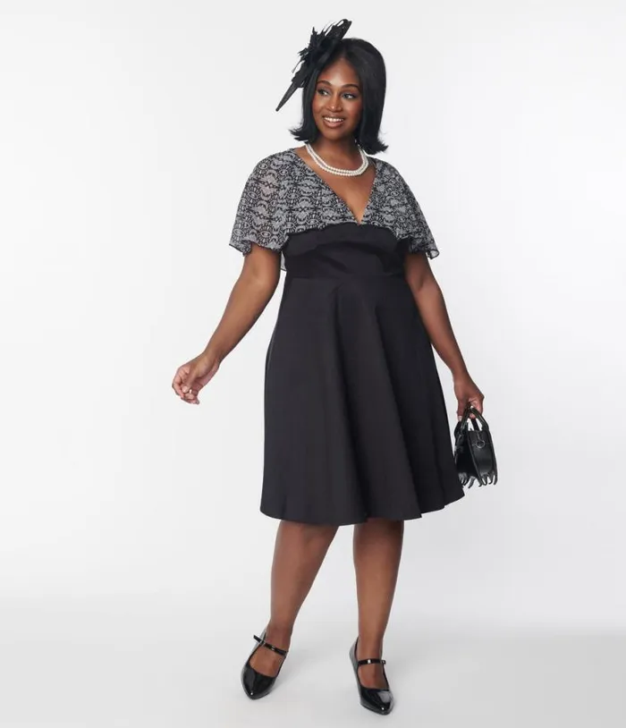 Black Batwing Cape Dress DressesHalloween Unique Vintage Dresses