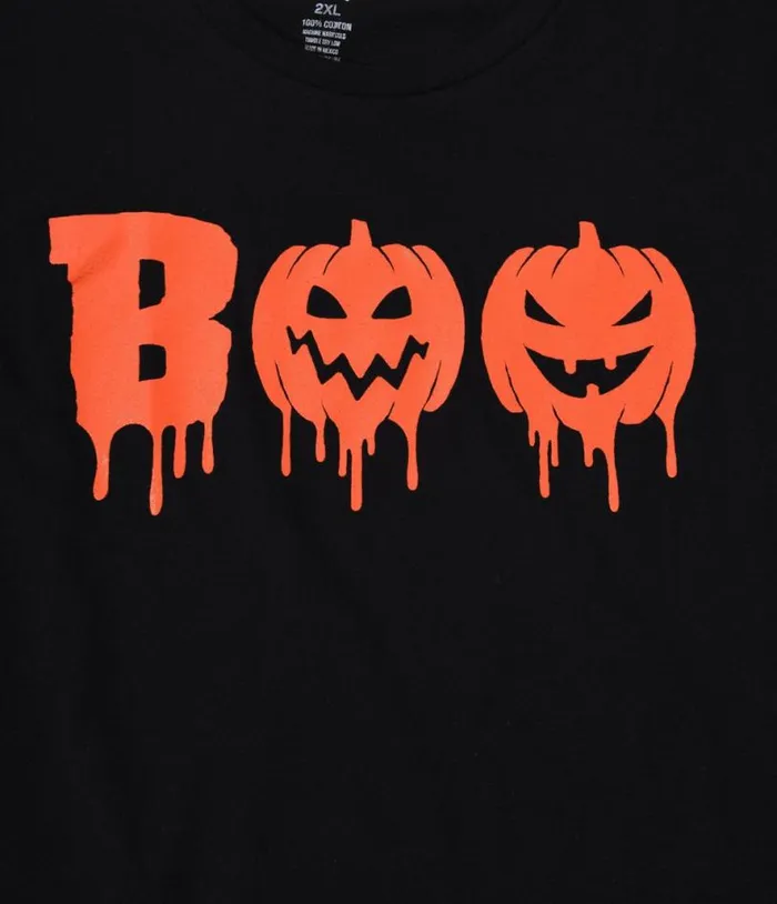 Black Boo Pumpkins Fitted Graphic Tee ClothingHalloween Unique Vintage Graphic Tees