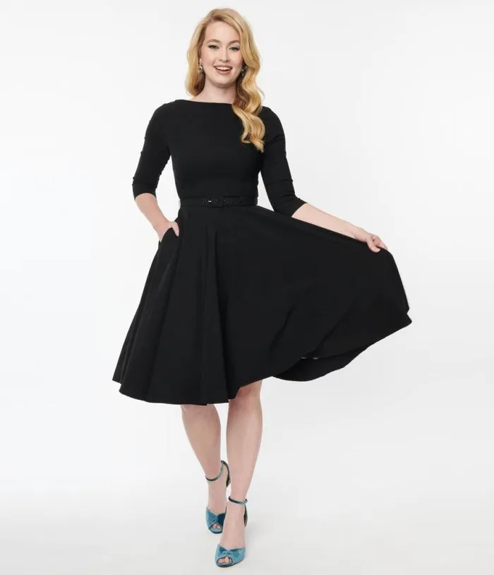 Black Devon Swing Dress Dresses Unique Vintage Pocket Dresses