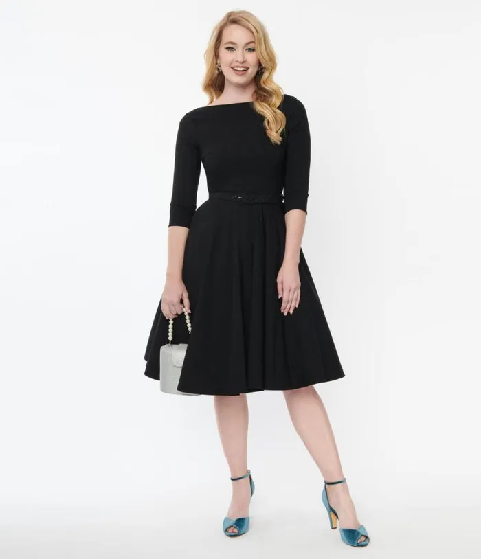 Black Devon Swing Dress Dresses Unique Vintage Pocket Dresses
