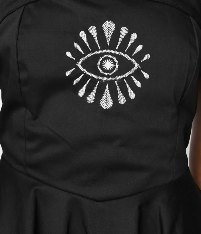 Black Eye Me Fit and Flare Dress DressesHalloweenPlus Unique Vintage Dresses