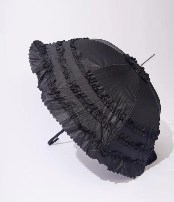 Black Frill Victorian Umbrella AccessoriesHalloween Unique Vintage Accessories Black Frill Victorian Umbrella AccessoriesHalloween Unique Vintage Accessories