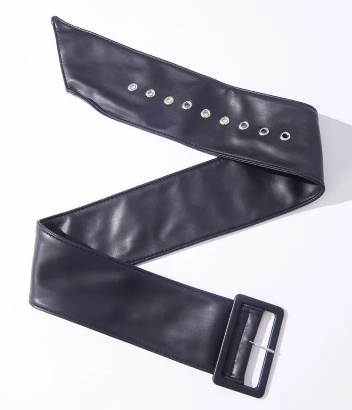 Black Leatherette Chunky Belt Accessories Unique Vintage Belts