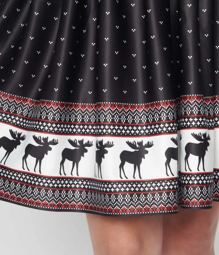 Black Moose Fair Isle Stephanie Fit and Flare Dress DressesPlus Unique Vintage Fit and Flare