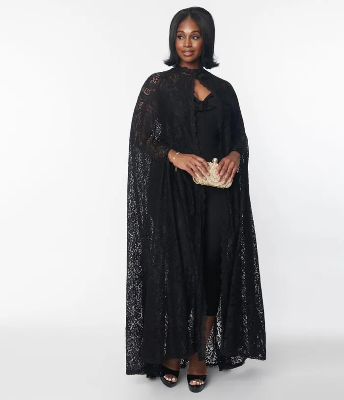 Black Paisley Lace Cape ClothingPlus Unique Vintage Jackets
