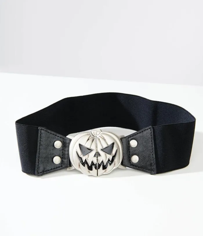 Black Pumpkin Cinch Belt AccessoriesHalloween Unique Vintage Belts
