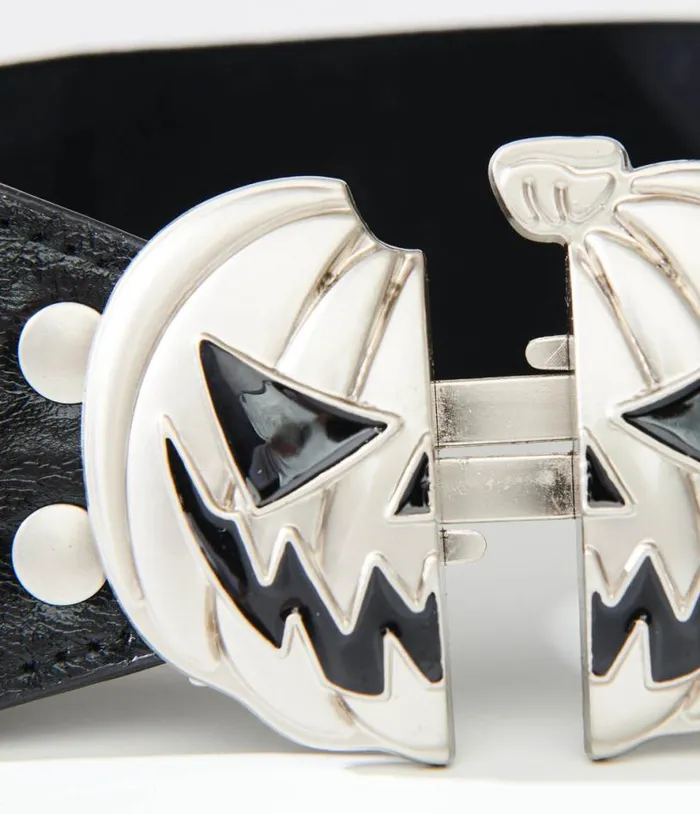 Black Pumpkin Cinch Belt AccessoriesHalloween Unique Vintage Belts