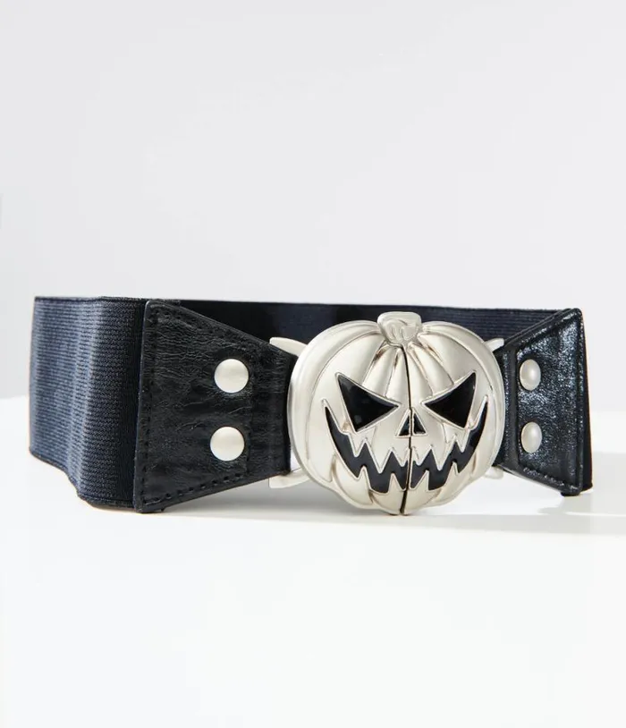 Black Pumpkin Cinch Belt AccessoriesHalloween Unique Vintage Belts