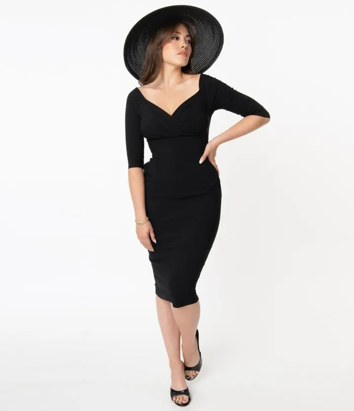 Black Shailene Pencil Dress Dresses Unique Vintage Pencil